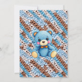 Blue Crocheted Teddy Bear Boy's Baby Shower 招待状 (裏面)