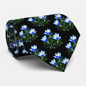 Blue Crocuses Black Necktie ネクタイ (ロール)