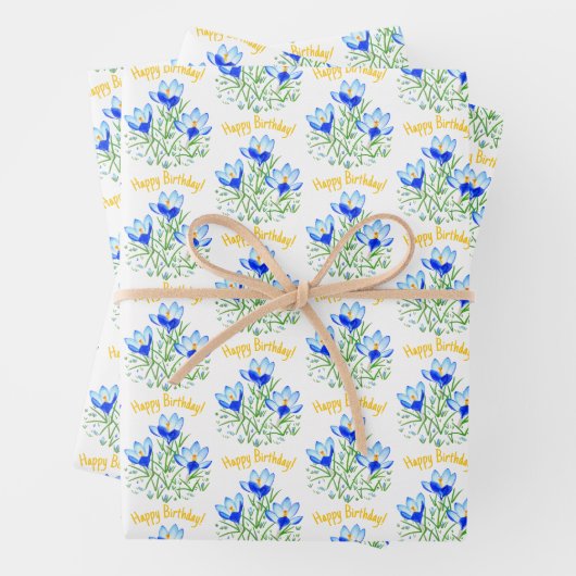 Blue Crocuses Wrapping Paper Sheets ラッピングペーパーシート (インサイチュ)