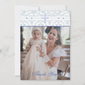 Blue Cross Christian Baptism Photo Thank You Card サンキューカード (正面)