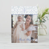 Blue Cross Christian Baptism Photo Thank You Card サンキューカード (スタンド正面)