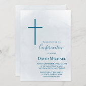blue cross Confirmation boy 招待状 (正面/裏面)