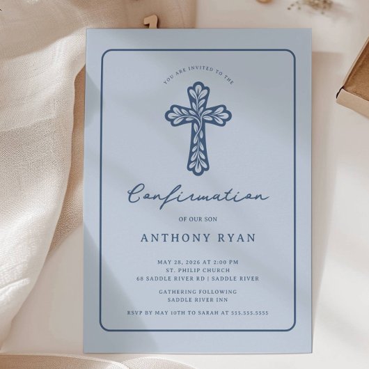 Blue Cross Confirmation Invitation 招待状