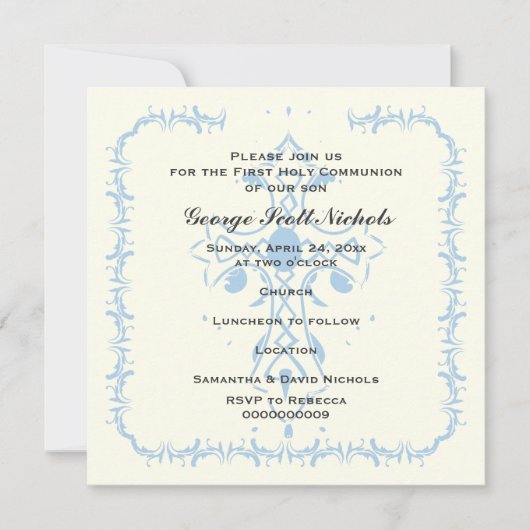 Blue Cross First Communionの確認 招待状 (正面)