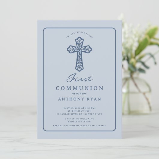 Blue Cross First Communion Invitation 招待状 (スタンド正面)