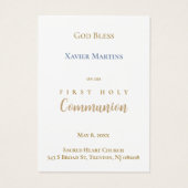 Blue cross First Communion remembrance card (裏面)