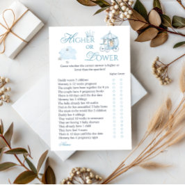 Blue Crown Higher or Lower Baby Shower Game Card