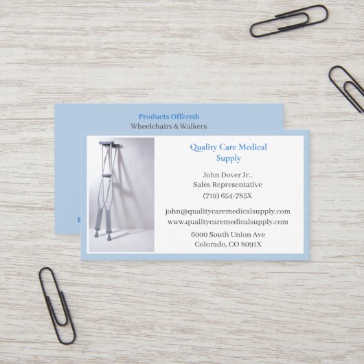Blue Crutes機器メディカルシニアシニ気にア 名刺 (正面/裏面インサイチュ)