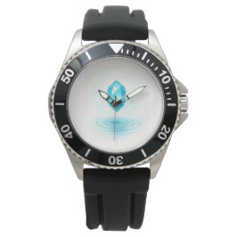 Blue Crystal & Water Wall Clock – Calm and Elegant 腕時計