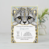 Blue Cub Baby Shower 箔招待状 (立ち正面)