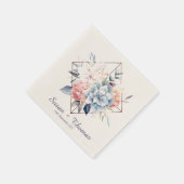 Blue Cube-Flower-2: Personalized Wedding Napkins スタンダードカクテルナプキン (角)