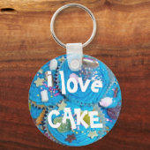 Blue Cupcakes 'i love CAKE'キーチェーン キーホルダー (正面)