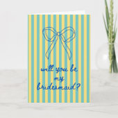 Blue Cursive + Aqua & Yellow Bridesmaid Proposal カード (正面)