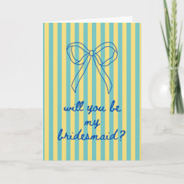 Blue Cursive + Aqua & Yellow Bridesmaid Proposal カード