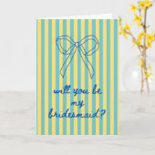 Blue Cursive + Aqua & Yellow Bridesmaid Proposal カード (黄色い花)