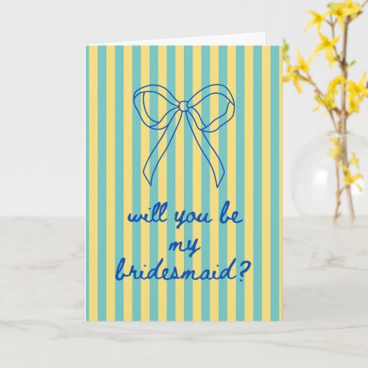 Blue Cursive + Aqua & Yellow Bridesmaid Proposal カード (黄色い花)