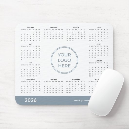 Blue Custom 2026 Calendar Business Logo Mouse Pad マウスパッド (マウス)