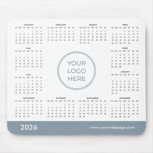 Blue Custom 2026 Calendar Business Logo Mouse Pad マウスパッド (正面)