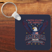 Blue Custom America 250 Business QR Code Square  キーホルダー (正面)
