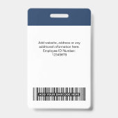 Blue | Custom Employee Photo, Logo, Name バッジ (裏面)