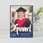 Blue Custom Graduation Announcement & Party Invite 招待状 (スタンド正面)