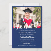 Blue Custom Graduation Announcement & Party Invite 招待状 (裏面)
