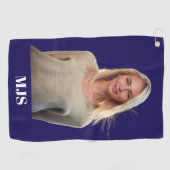 Blue Custom Monogram and Photo Personalized ゴルフタオル (横)