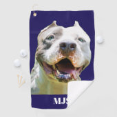 Blue Custom Monogram Dog Photo Personalized ゴルフタオル (インサイチュ)