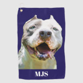 Blue Custom Monogram Dog Photo Personalized ゴルフタオル (正面)