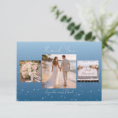 Blue Custom Photo Wedding Thank You Card Flat サンキューカード (スタンド正面)