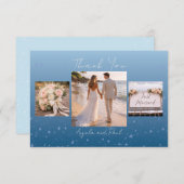 Blue Custom Photo Wedding Thank You Card Flat サンキューカード (正面/裏面)