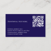 Blue Custom Text Christian Church Pastor QR Code 名刺 (裏面)