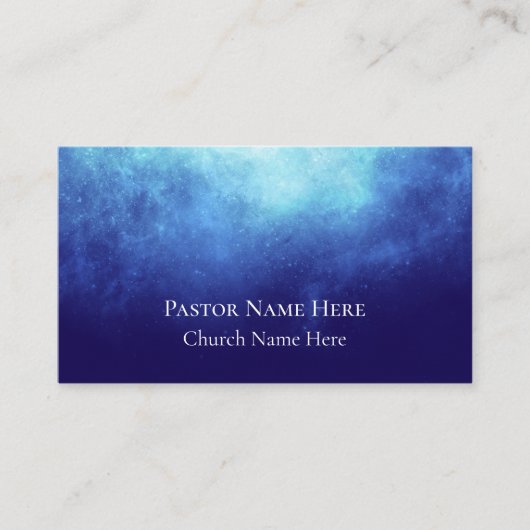 Blue Custom Text Christian Church Pastor QR Code  名刺 (正面)