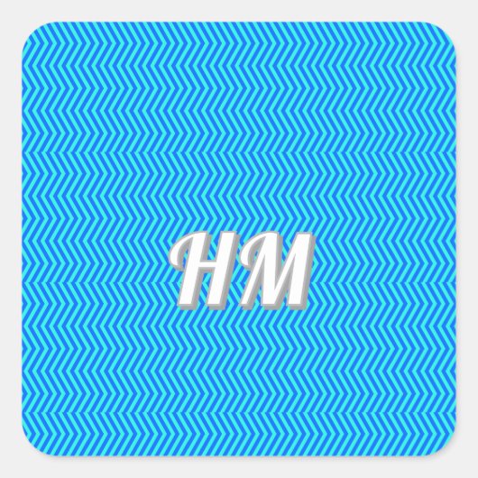 Blue customize initial simple スクエアシール (正面)