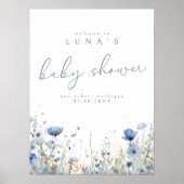 Blue Cute Baby In Bloom Wildflower Welcome Poster ポスター (正面)