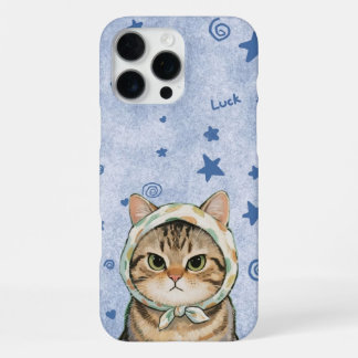 blue Cute Cat Phone Case Kawaii Kitten Aesthetic iPhone 16 Pro Maxケース
