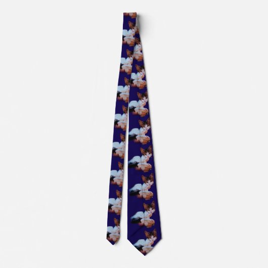 Blue Cute Cat Photo Pattern Neck Tie ネクタイ (裏面)