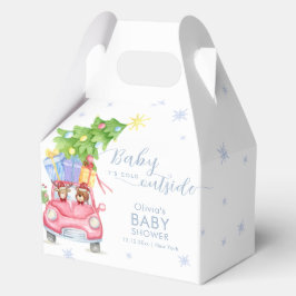 Blue Cute Cold Outside Reindeer Bear Baby Shower  フェイバーボックス