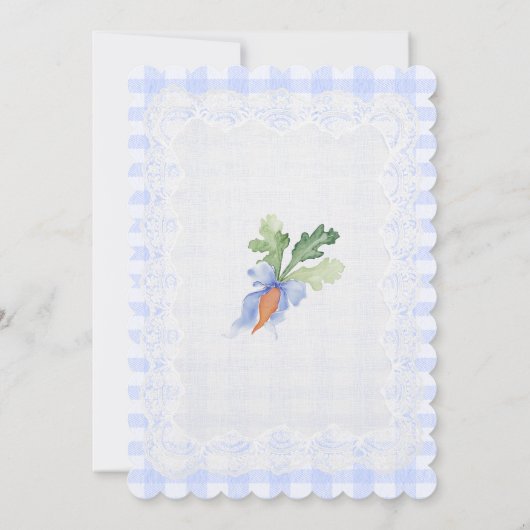 Blue Cute Rabbit Gingham lace Baby Shower 招待状 (裏面)