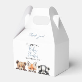 Blue Cute Watercolor Woodland Animals Baby Shower フェイバーボックス