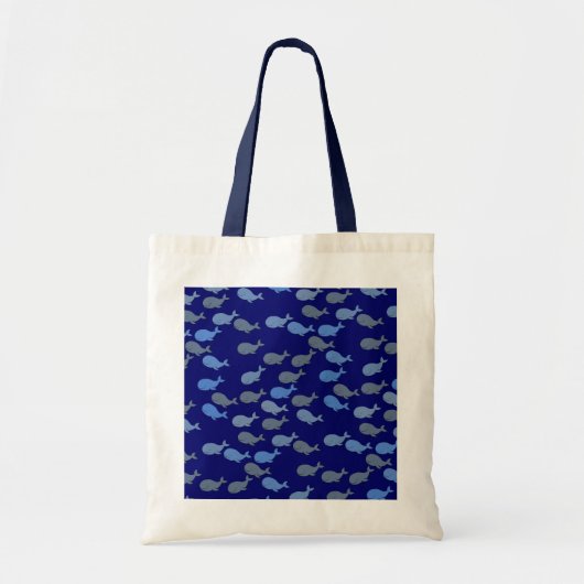 blue cute whales トートバッグ (正面)