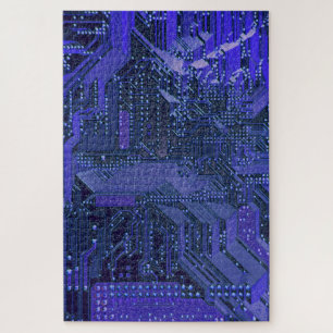 Blue Cyber Circuit Board Tech Electronics ジグソーパズル