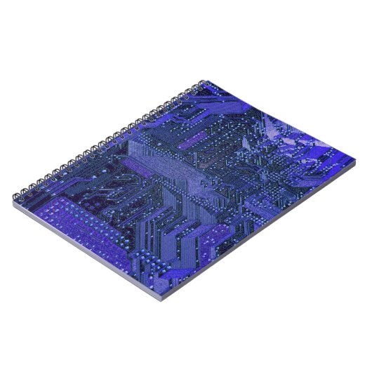 Blue Cyber Circuit Board Tech Electronics ノートブック (左側)