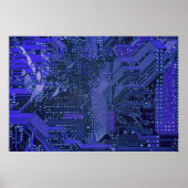Blue Cyber Circuit Board Tech Electronics ポスター (正面)