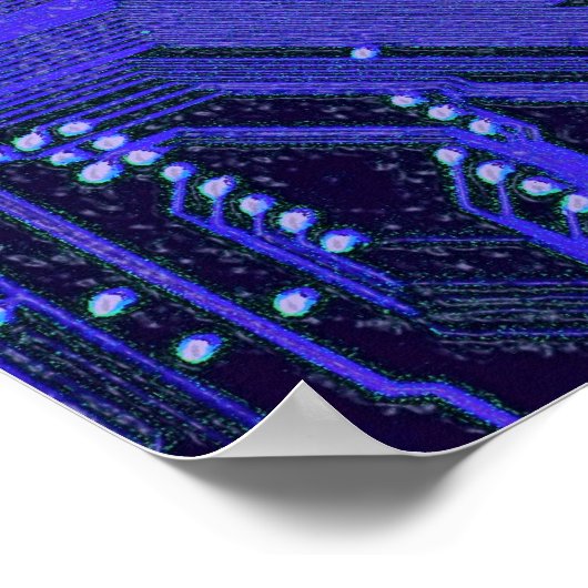 Blue Cyber Circuit Board Tech Electronics ポスター (角)