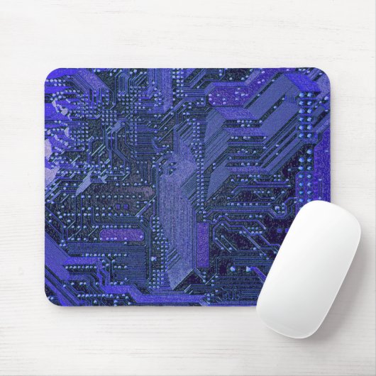Blue Cyber Circuit Board Tech Electronics マウスパッド (マウス)