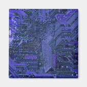 Blue Cyber Circuit Board Tech Electronics マグネット (正面)