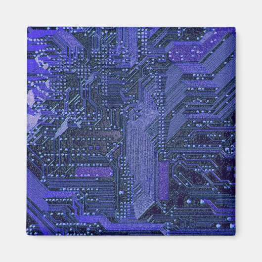 Blue Cyber Circuit Board Tech Electronics マグネット (正面)
