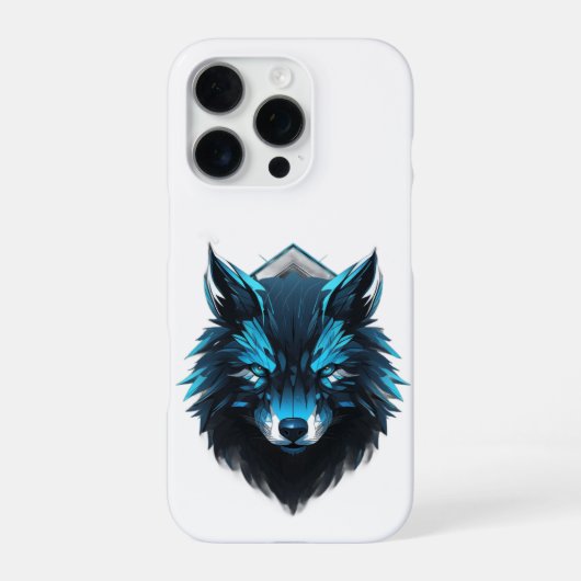 Blue Cyber Wolf Graphic iPhoneケース (裏面)