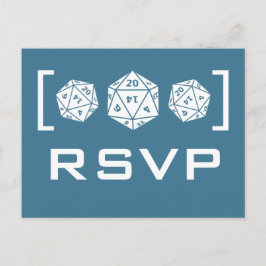 Blue D20サイコロゲーマーRSVPポストカード インビテーションポストカード